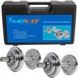 MOVIT Set chrómových činiek 2x 10kg s kufríkom