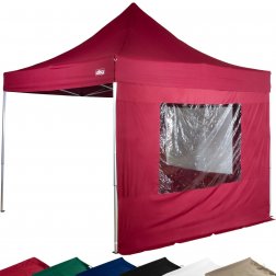Profi skladací altánok 3 x 3 m s 2 bočnými stenami červený
