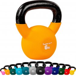MOVIT® 6kg Kettlebell liatinová činka pokrytá neoprénom oranžová