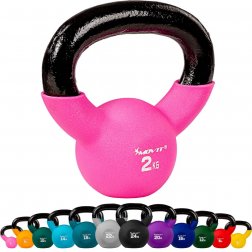 MOVIT® 2kg Kettlebell liatinová činka pokrytá neoprénom ružová