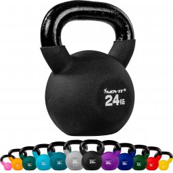 MOVIT® 24kg Kettlebell liatinová činka pokrytá neoprénom čierna