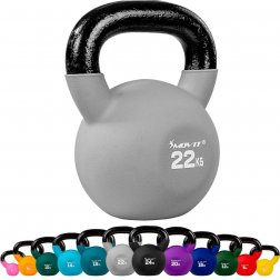 MOVIT® 22kg Kettlebell liatinová činka pokrytá neoprénom sivá