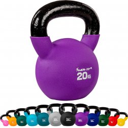 MOVIT® 20kg Kettlebell liatinová činka pokrytá neoprénom fialová