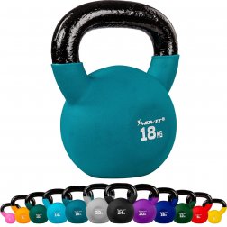 MOVIT® 18kg Kettlebell liatinová činka pokrytá neoprénom petrol