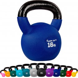 MOVIT® 16kg Kettlebell liatinová činka pokrytá neoprénom tmavomodrá