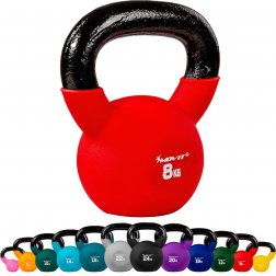 MOVIT® 8kg Kettlebell liatinová činka pokrytá neoprénom červená