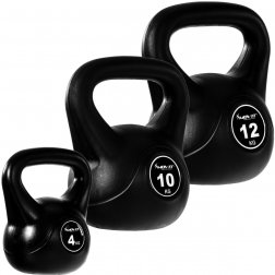 MOVIT® Sparset Kettlebell činky čierne 4kg, 10kg a 12kg