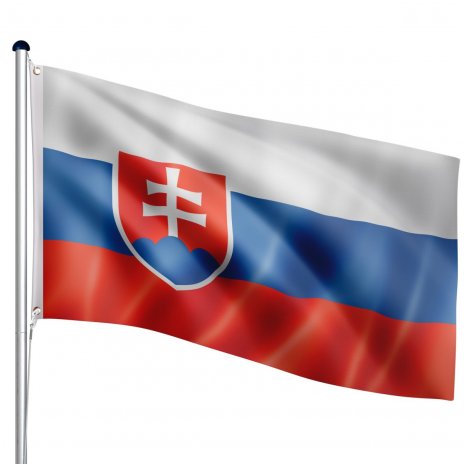 Vlajka Slovensko 120x80 cm a kovový stojan výška 6,3m 