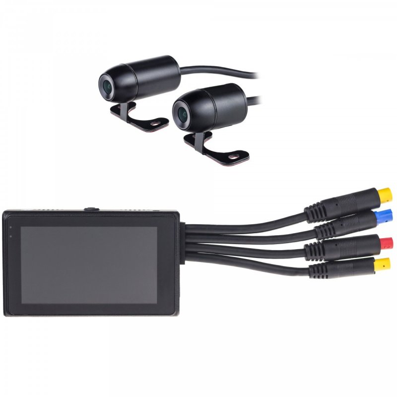 Full HD Dualkamerasystem Secutek X2 WiFi ins Auto oder auf das Motorrad - 2 Kameras, LCD Monitor