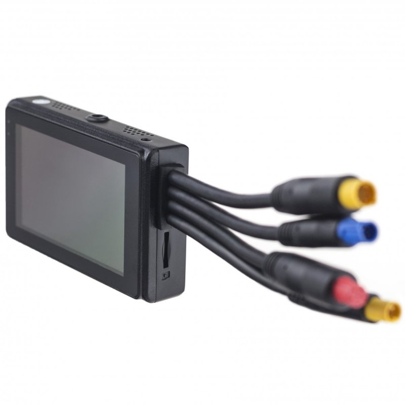 Doppio sistema di micro telecamere Full HD Secutek X2 WiFi per auto o moto - 2 telecamere, monitor LCD