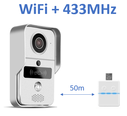 Fém WiFi IP videós kaputelefon DBV02P RFID olvasóval +433MHz csengő