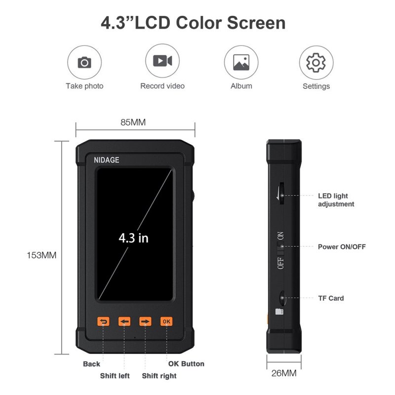 Inšpekčná kamera s LCD displejom EndSc03 - 3,5m / 5,5mm