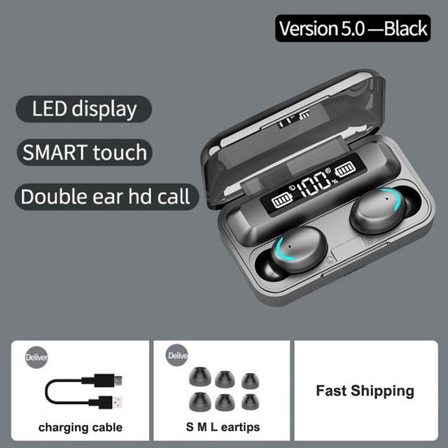 Bluetooth TWS слушалки F9-5C - черни