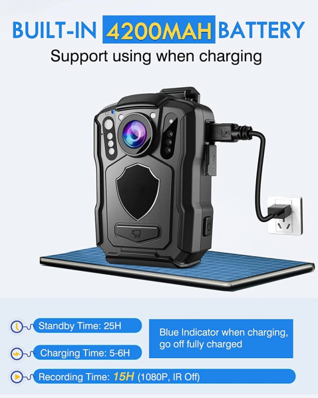 Hoestr 64GB Body Camera con audio, Body Cam della polizia a 1080P con obiettivo ruotabile di 180 Hoestr 64GB Body Camera con audio, Body Cam della polizia a 1080P con obiettivo ruotabile di 180