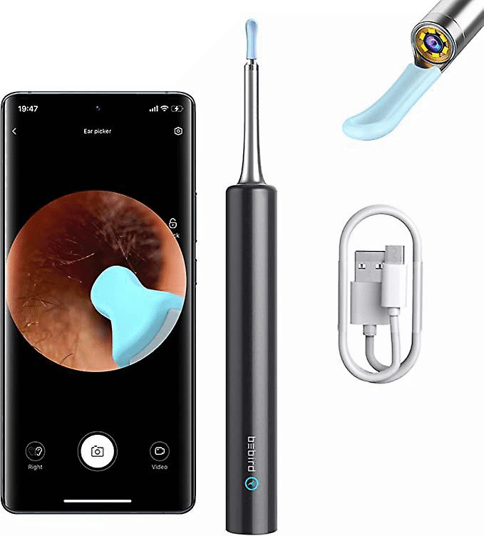 Endoscopio auricolare wifi wireless per la pulizia dell'orecchio - Bebird C3