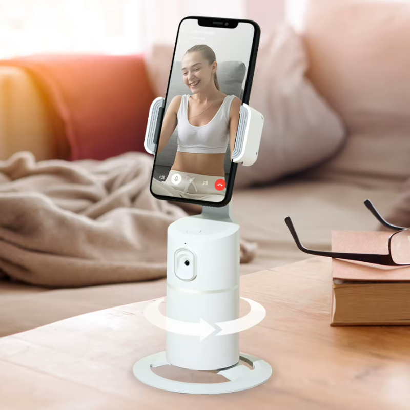 Supporto Telefono Con Rilevamento Faciale E Rotazione 360° – Treppiede Intelligente Con Telecomando Per Video E Live – Senza App