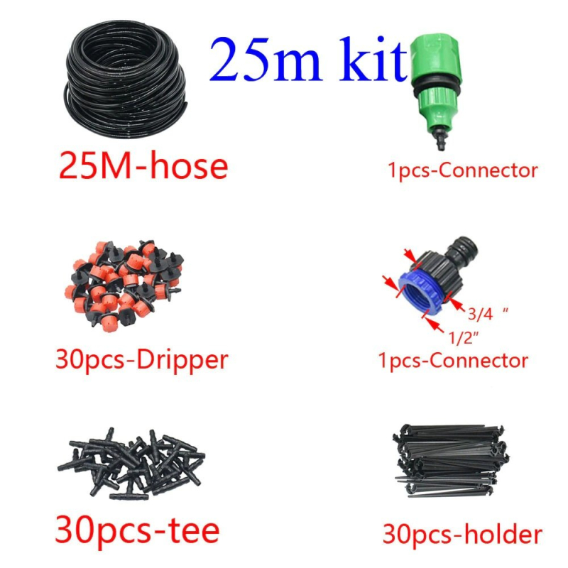 Kit Di Irrigazione A Goccia, Kit Di Irrigazione Automatica Da 25 M Sistema Di Irrigazione A Goccia Interrato Adatto Per Piante Da Giardino E Da Serra 88446022