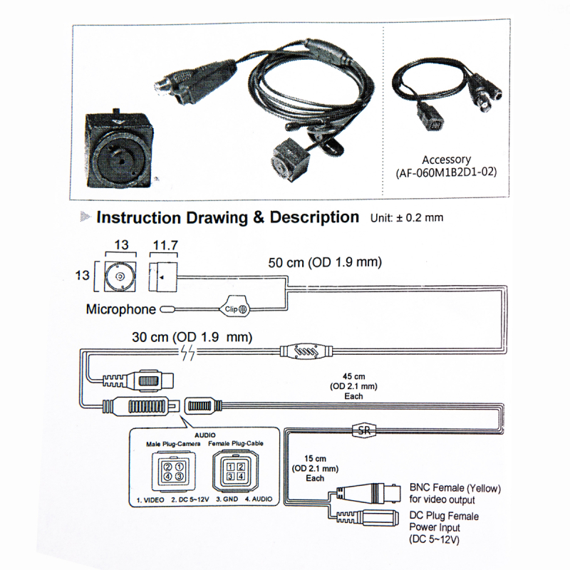 Micro telecamera AHD con illuminatore IR Secutek SMS-S62012AL9