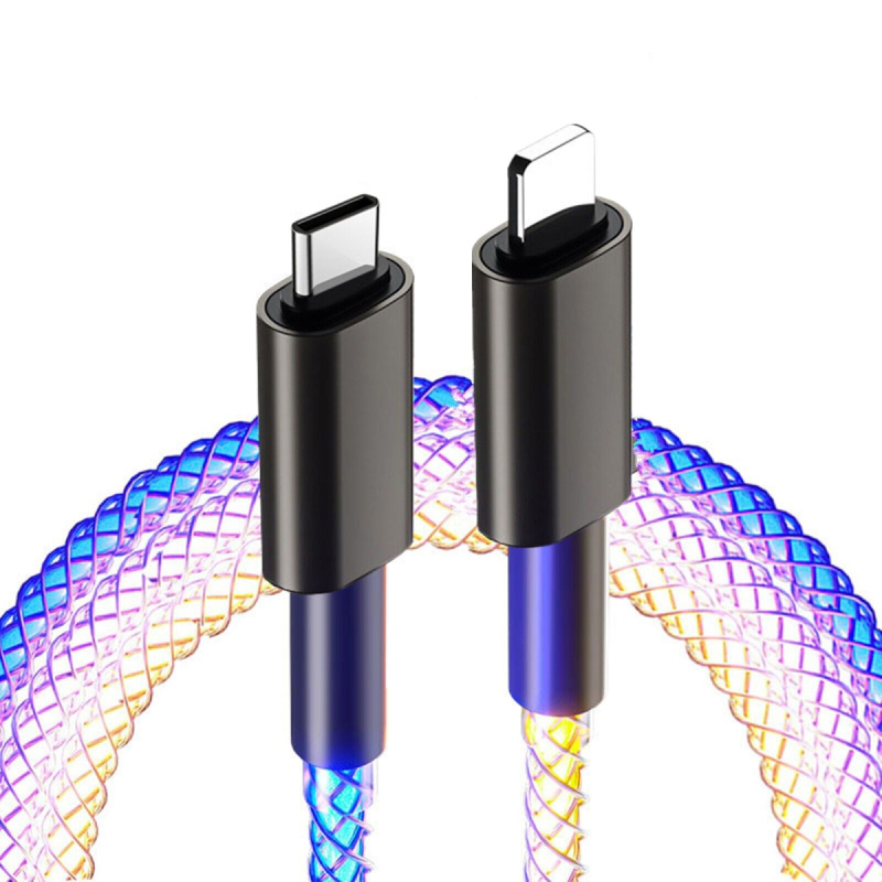 USB-C/Lightning Lade- und Synchronisationskabel für Apple mit  Hintergrundbeleuchtung und PD, 1 Meter