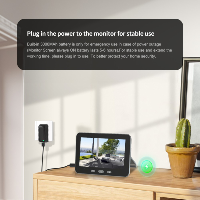Videocitofono Smart A Batteria 1080P Con Monitor Touch 7" | Rilevamento Movimento E AI, Wi-Fi 2.4GHz, Registrazione Su MicroSD