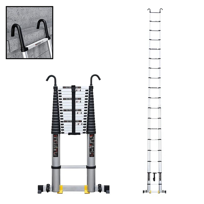 Teleskopický rebrík s hákmi - 8 m, hliníkový