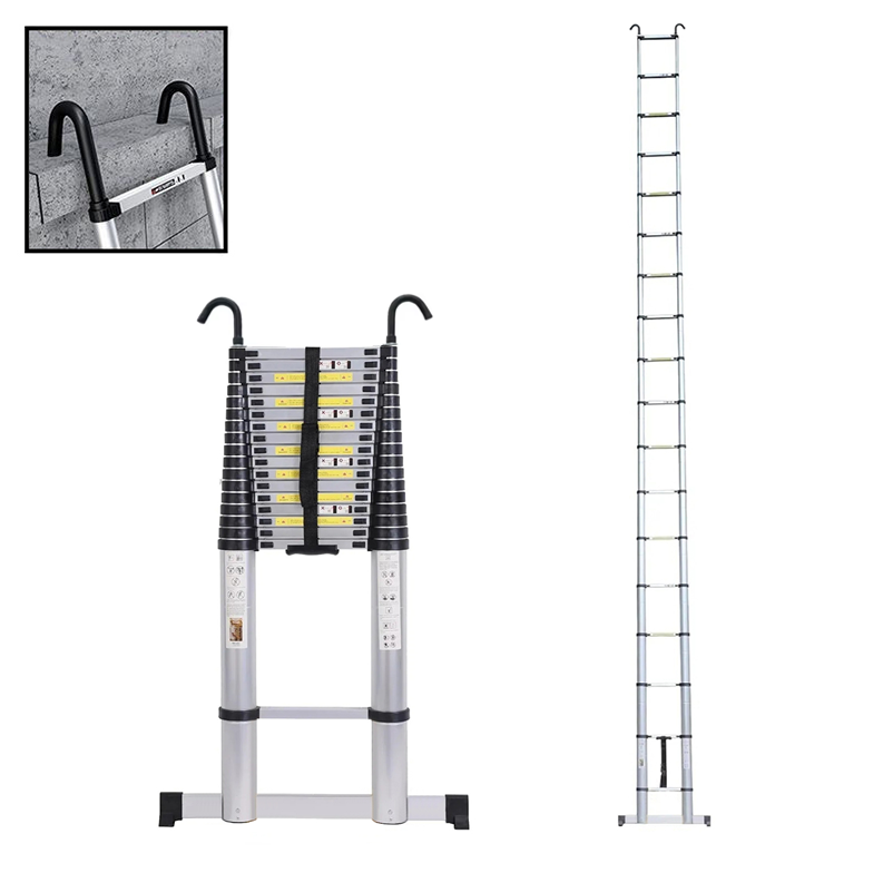 Teleskopický rebrík s hákmi - 7 m, hliníkový