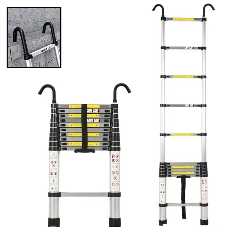 Teleskopický rebrík s hákmi - 3,2 m, hliníkový