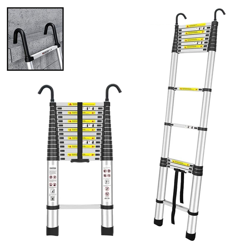 Teleskopický rebrík s hákmi - 4,4 m, hliníkový