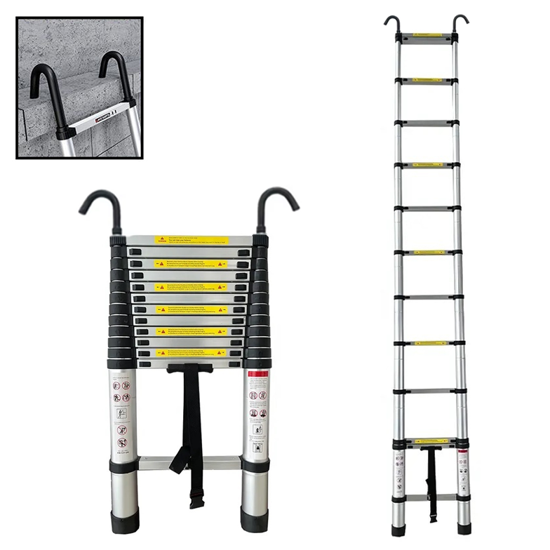 Teleskopický rebrík s hákmi - 5 m, hliníkový