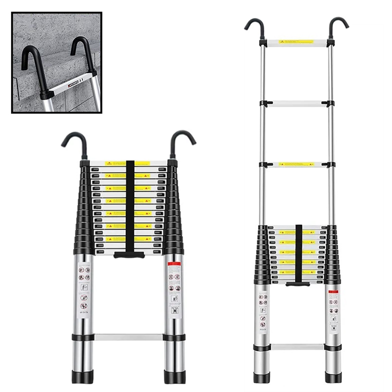 Teleskopický rebrík s hákmi - 6,2 m, hliníkový