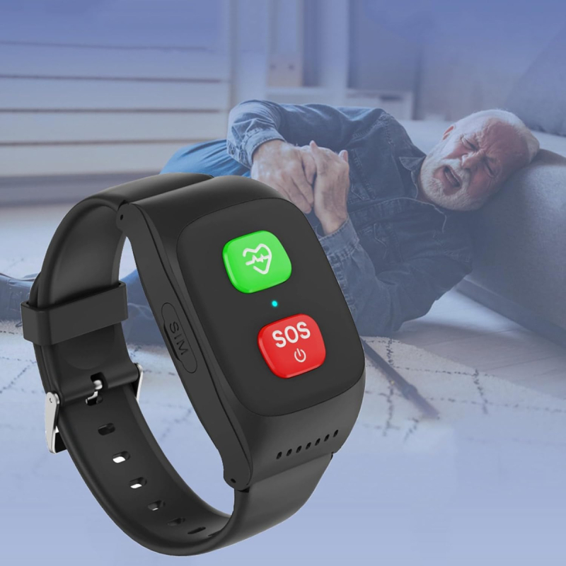 Bracciale SOS Con GPS, Chiamata Di Emergenza E Monitoraggio Attività Per Anziani E Bambini – Impermeabile IP67