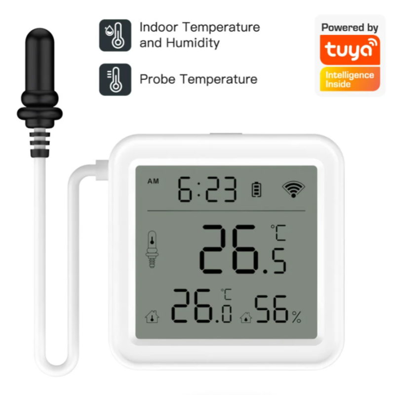WiFi teplomer a vlhkomer s externou sondou T08 – Tuya