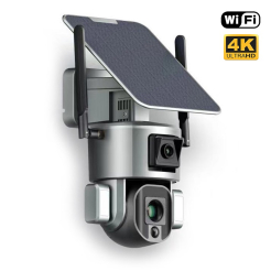 Двойна PTZ WiFi IP камера с батерия Secutek SHT-SPB5-WIFI със соларен панел
