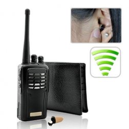 Vysielačka + transmitter v peňaženke pre mikroslúchadlo