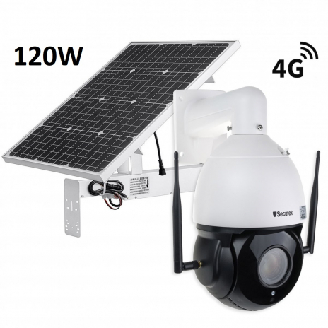 Drehbare 4G PTZ IP Kamera Secutek SBS-NC79G-30X mit Solarladung 120W / 60A 