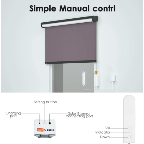 Zemismart Motore Tubolare Intelligente Zigbee Per Tapparelle - Ricaricabile 800mAh, Controllo Vocale Alexa/Google, Compatibile Tuya (Diametro 17/25/28mm, Solo Motore) - 5