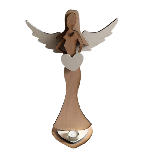 Anjel drevený 50 cm so sviečkou