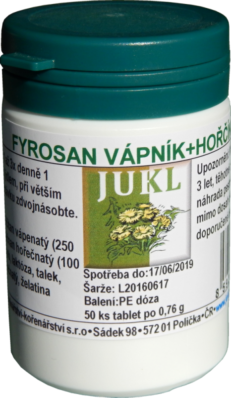 JUKL tablety Fyrosan Vápnik + Horčík