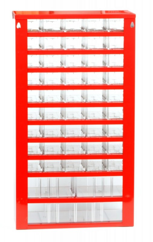 Organizator pentru scule, cu 48 sertare, rosu, 306x551x155 mm