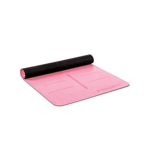 PINOFIT® Cvičební podložka pro jógu s navigačními značkami, růžová, 180 x 66 x 0,4 cm
