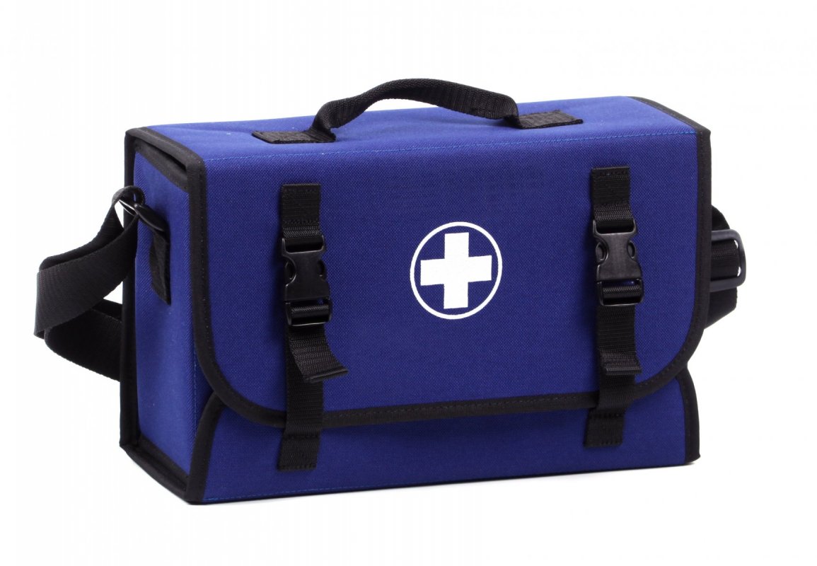 Geanta medicala de prim ajutor pentru 10 persoane, albastra