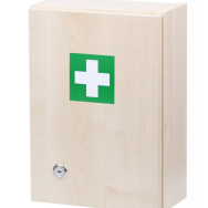 Dřevěná lékárnička na zeď s křížem