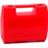 Czerwona plastikowa walizka
