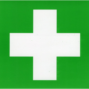 Medicinski križ na kutiji prve pomoći 8 x 8 cm - naljepnica