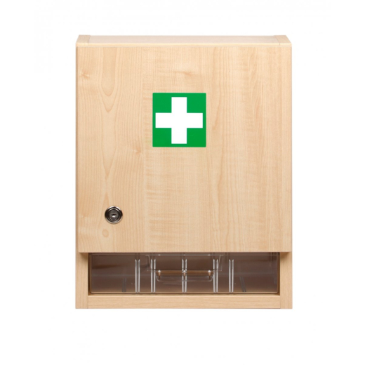 Falra szerelhető fa gyógyszeres szekrény, üres 40x31x17 cm 