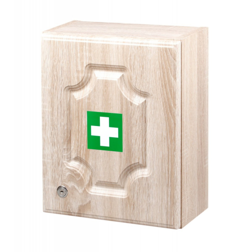Nástěnná lékárnička dřevěná dekor dub (5 osob) 