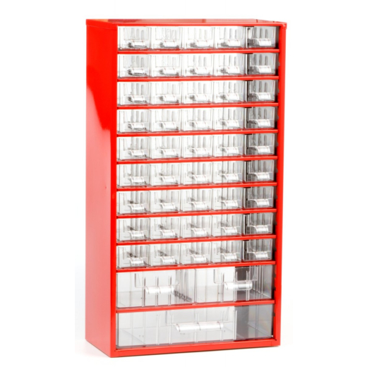 Organizator pentru scule, cu 48 sertare, rosu, 306x551x155 mm 