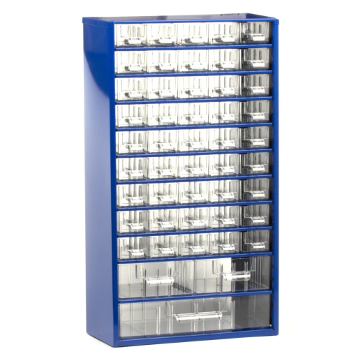 Organizator pentru scule, cu 48 sertare, albastru, 306x551x155 mm 