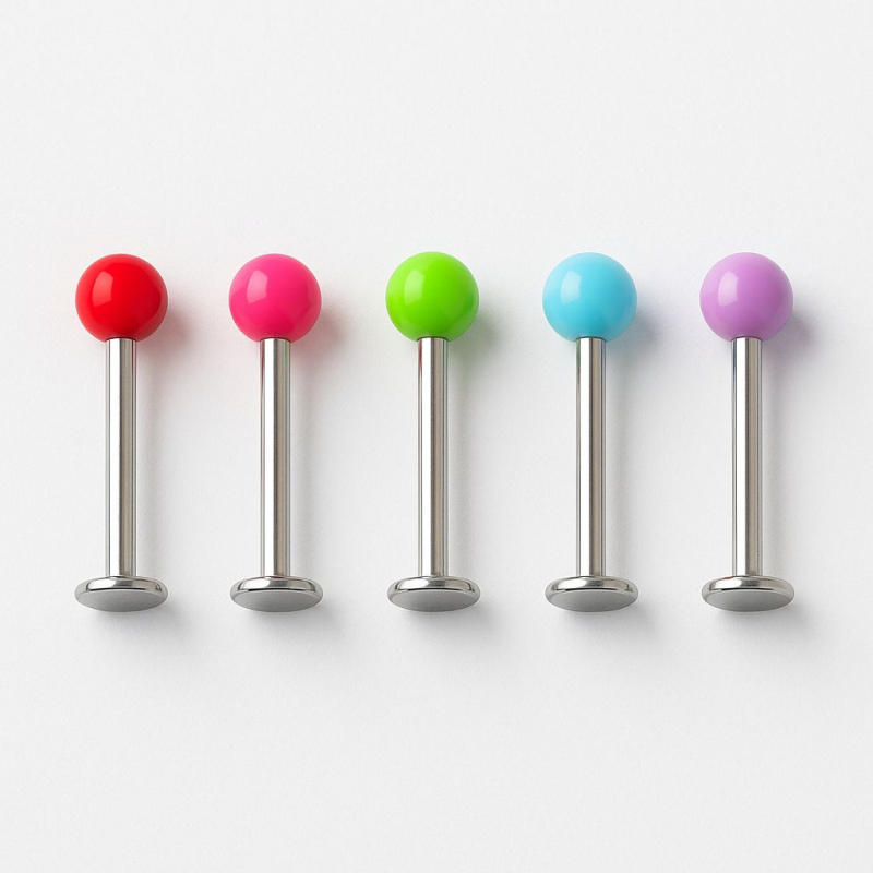 Labreta piercing 8mm kulička 3mm chirurgická ocel a plast ...