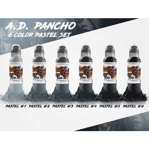 World Famous Tattoo Ink - A.D.Pancho Pastel Grey Set 